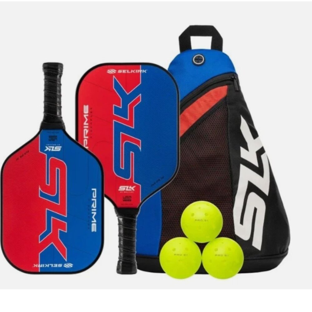 NEW! Selkirk SLK Prime Max Pickleball Bundle - 2 Paddles + 3 Balls + Carry Bag